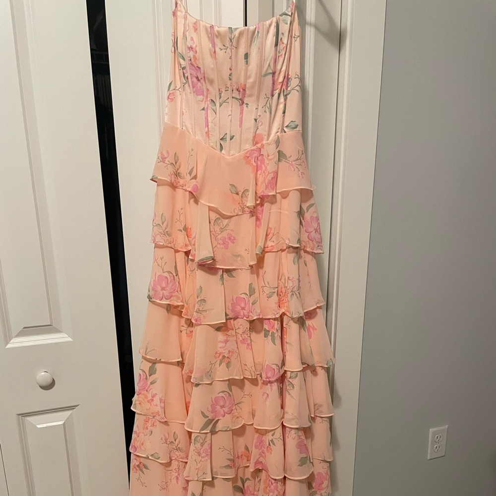 Windsor Formal Ruffled Dress: Peach